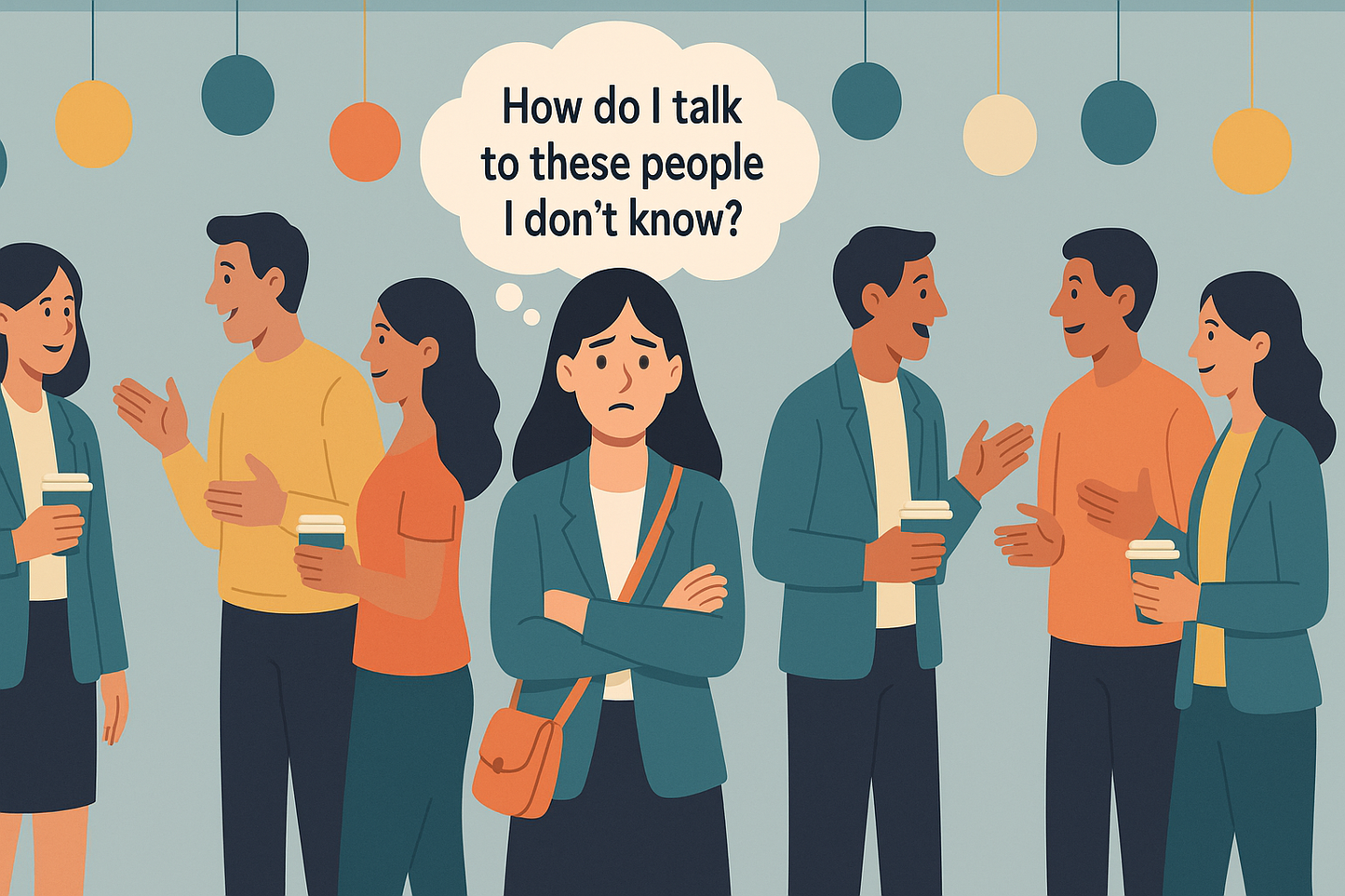 Wide Banner - Networking Scene with Long Hair